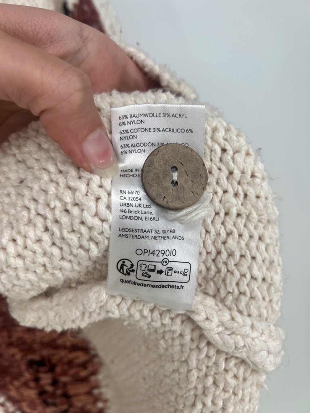 Pilcro Cream Knit Button-Up Knit Western Cardigan Brown Horseshoe Accents 2X - Picture 8 of 12